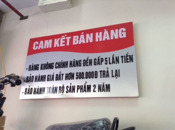Cam kết hàng giả, hàng nhái đền gấp 5 lần tiền